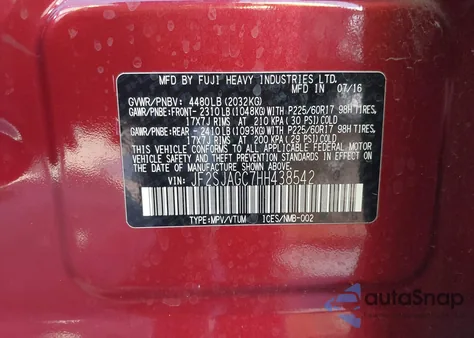 2017 Subaru Forester 2.5I Premium из США, поврежденный, VIN JF2SJAGC7HH438542